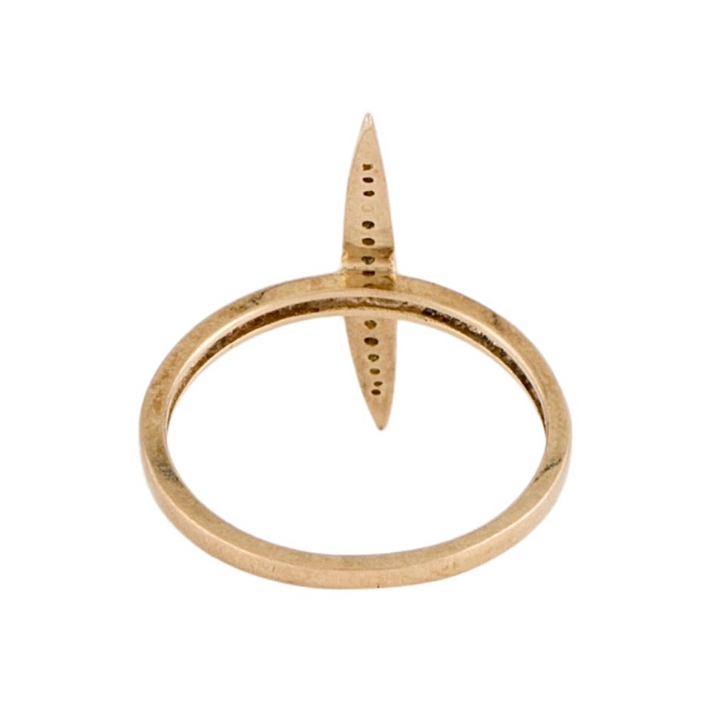 SOLD🥀 14k Solid Gold Diamond Skinny Navette Stacker Ring Size 5.25 ~ Vintage - Picture 9 of 11